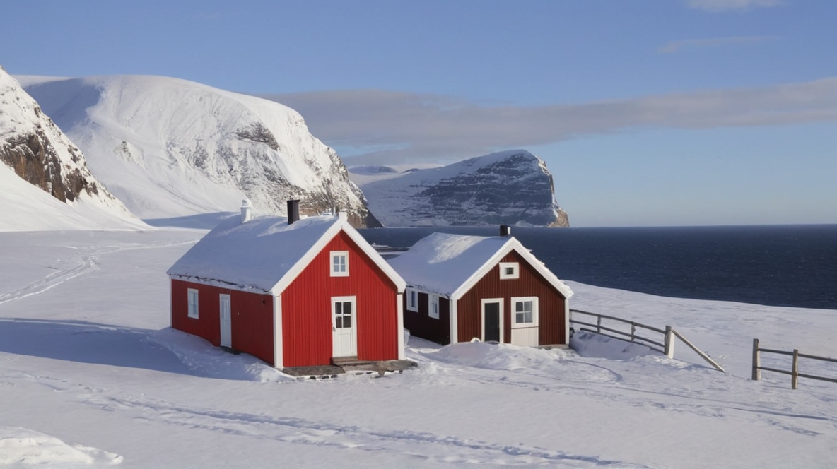 Eislandschaft Antartiks Groenland Forschungsstation Lebensmittel
